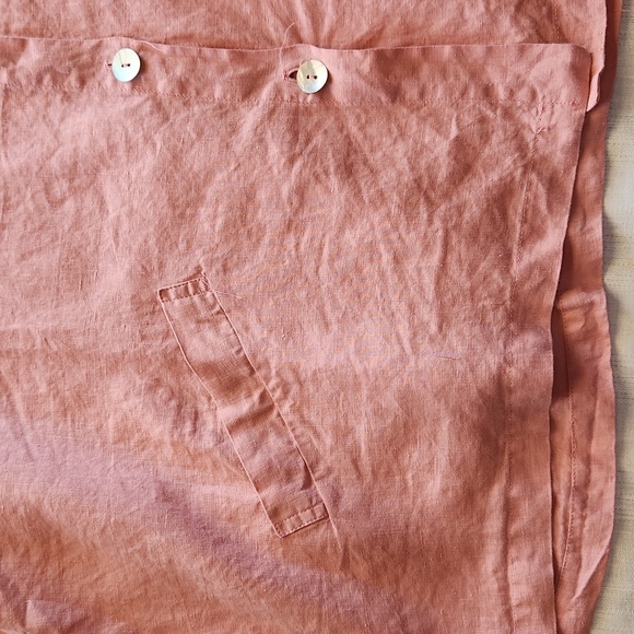 NWT BRYN WALKER oversized salmon linen button down long sleeve top, size large - Picture 5 of 8